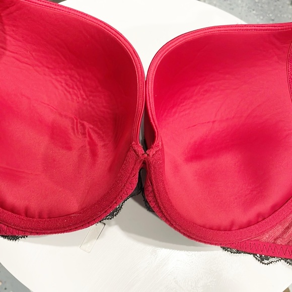 Cacique Women Bra Underwire Full Figure 40DD Red Black Lace Padded Cups - Picture 4 of 7